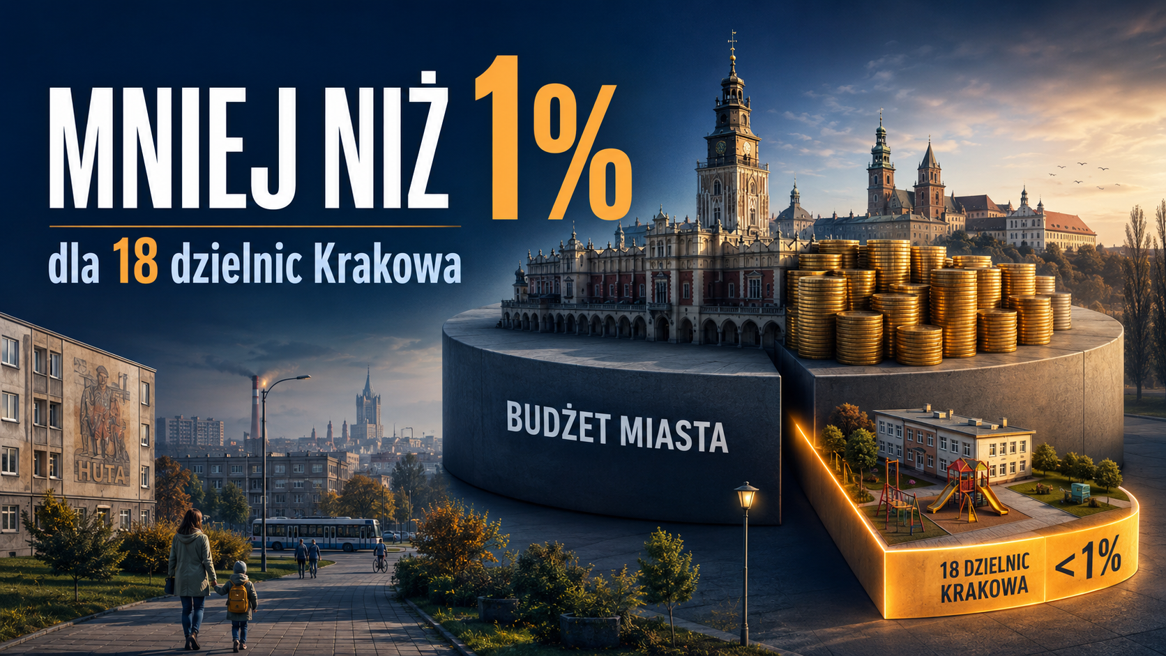 Mniej niż 1% budżetu Krakowa dla wszystkich 18 dzielnic miasta